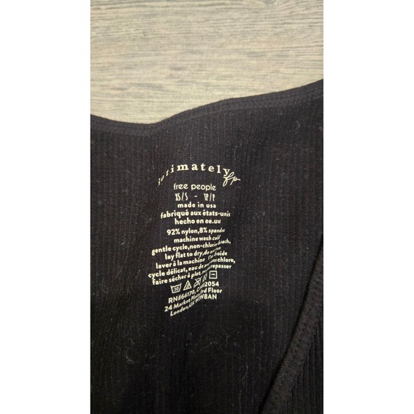 Free People Intimately Ribbed Plunge Bodysuit Sleeveless Top Black XS/S - Picture 2 of 5